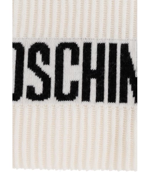 Moschino White Ribbed Logo Scarf for men