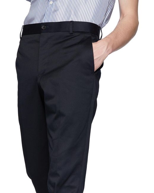 Thom Browne Blue Logo Patch Chino Pants for men