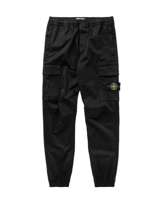 Stone Island Black Logo Patch Cargo Pants for men