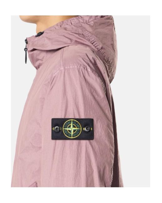 Stone Island Pink Logo Patch Hooded Jacket for men