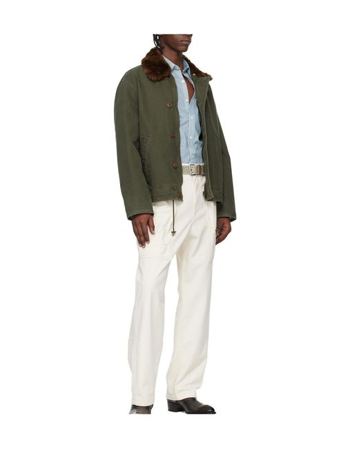 Isabel Marant Green Andy Fur-Collar Jacket for men