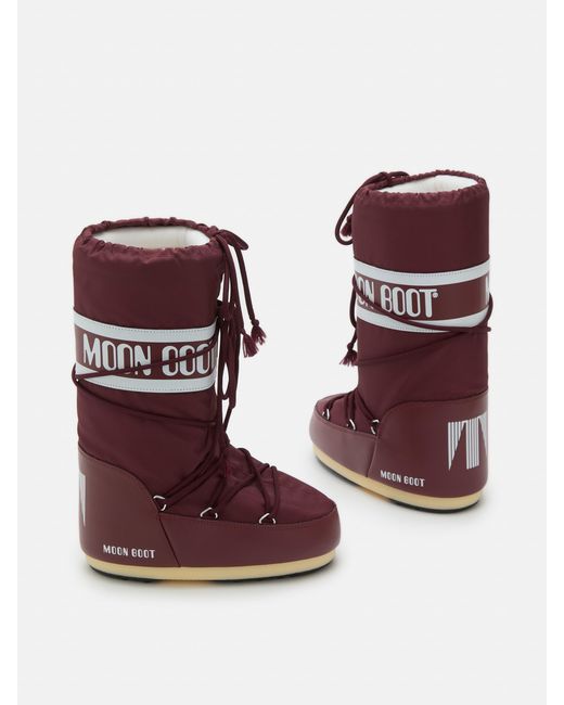 Moon Boot Red Logo-Band Lace-Up Boots