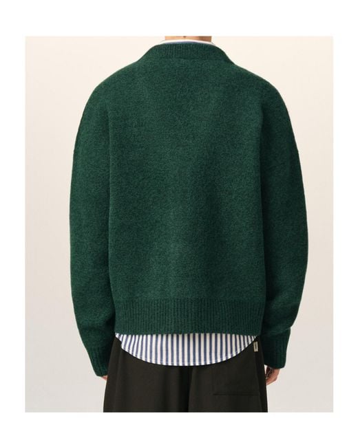 AMI Green Long-Sleeved Cardigan for men