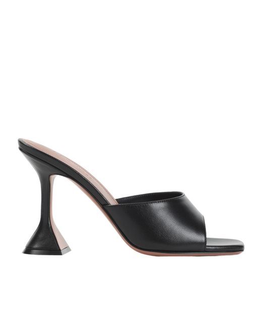 AMINA MUADDI Black Square Toe High-Heeled Sandals
