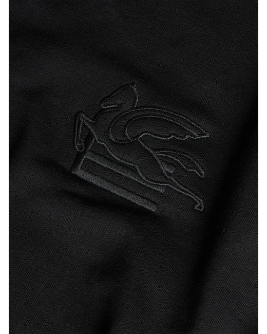 Etro Black Pegaso-Appliqué Crew-Neck Sweatshirt for men