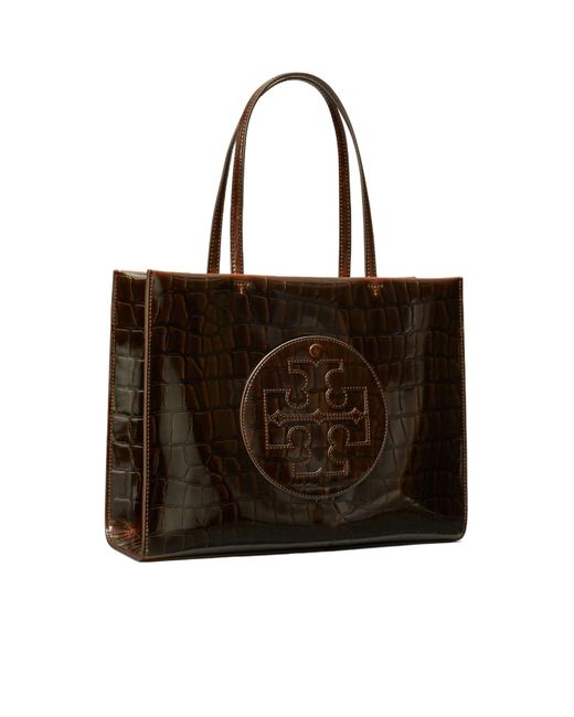 Tory Burch Black Croc-Embossed Logo-Detail Tote Bag