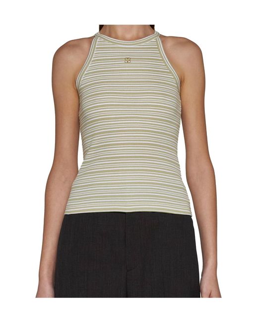 Filippa K Multicolor Monogram-Embroidered Striped Organic Cotton Tank Top