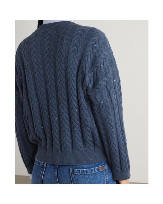 Brunello Cucinelli Blue V-Neck Knitted Jumper