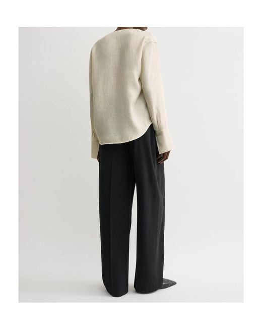 Totême White Totême Draped Curved Hem Blouse