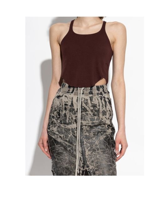Rick Owens Purple Basic Cropped Tank Top