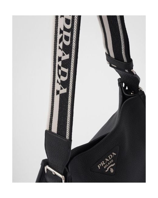 Prada Black Leather Hobo Bag