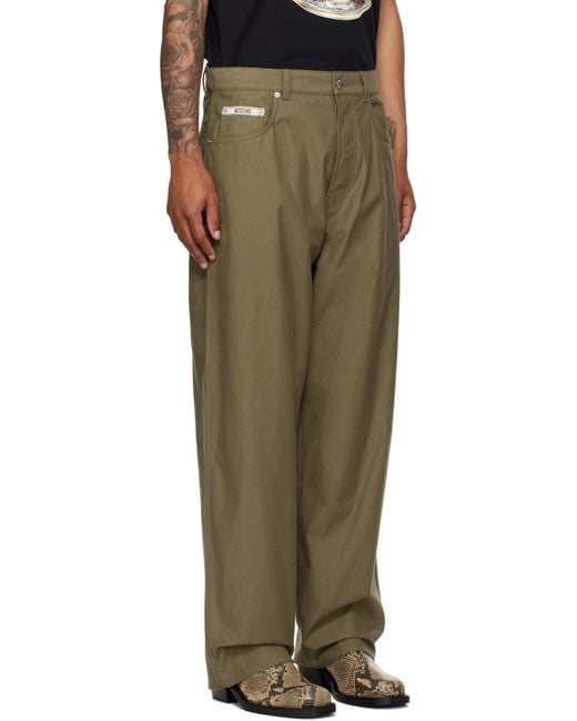 Moschino Green Belt Loops Slacks for men