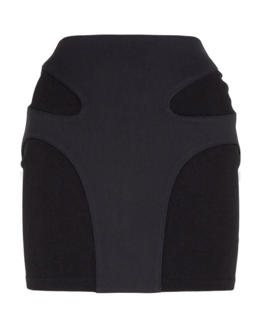 Dion Lee Black Contour Stitch Mini Skirt