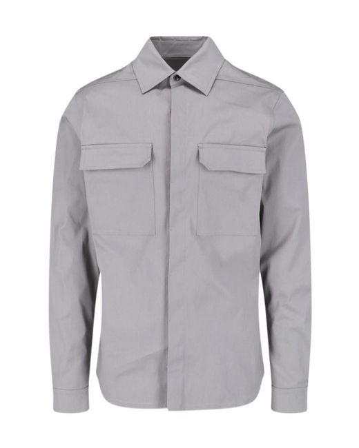 Rick Owens Gray Collared Long-Sleeved Shirt for men
