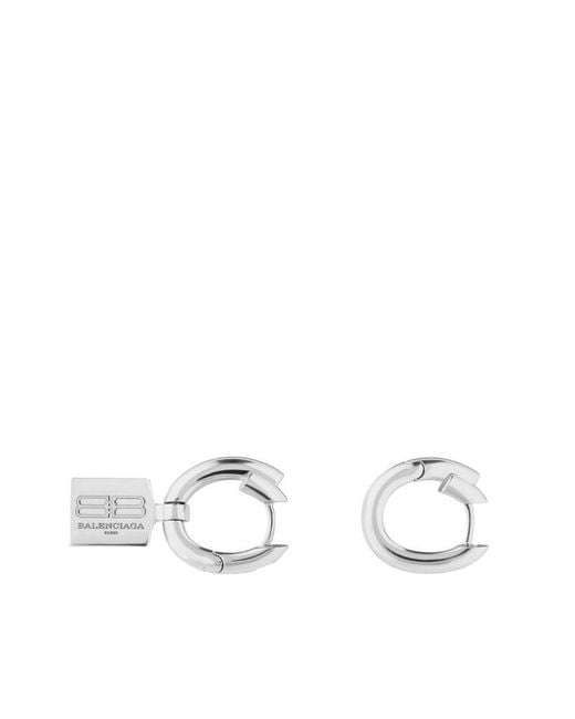 Balenciaga White Asymmetrical Shape Earrings