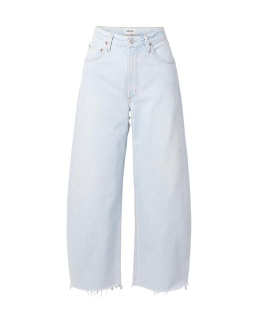 Agolde Blue Wide-Leg Raw-Hem Jeans