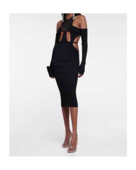 Nensi Dojaka Black Cutout Midi Dress
