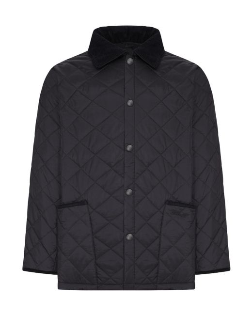 Barbour Blue Corduroycollar Diamondquilted Overshirt Jacket for men