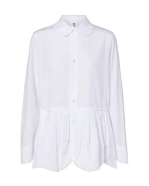 Comme des Garçons White Gathered Cotton Shirt