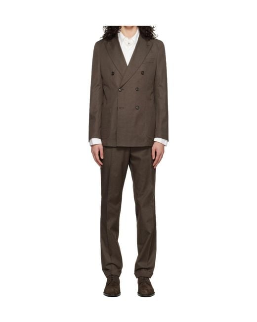 Boss Brown Double-Breasted Suit for men