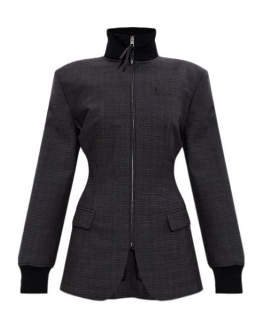 Moschino Black Stand Collar Zip Blazer