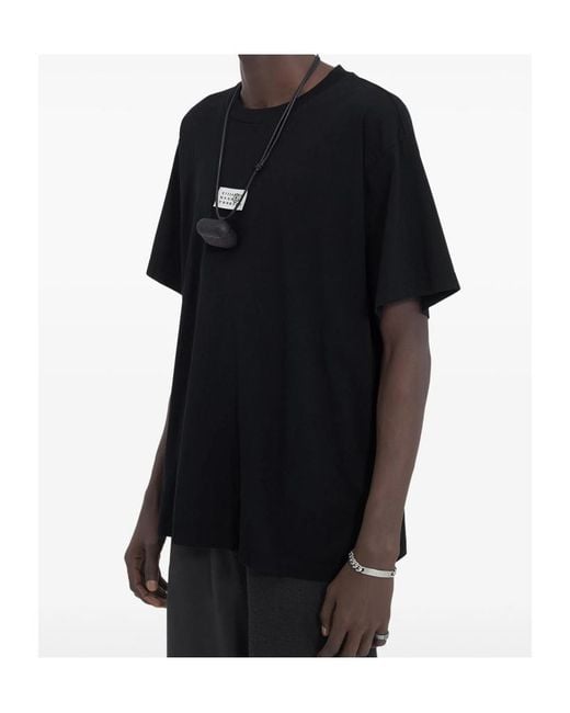 MM6 by Maison Margiela Black Short Sleeved Crewneck T-Shirt for men