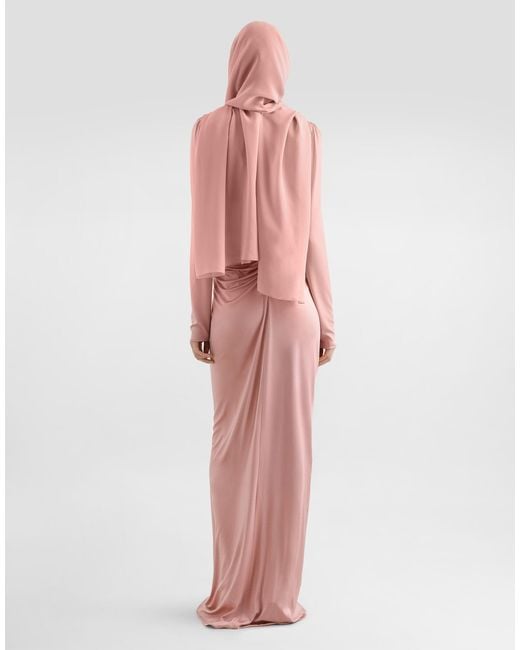 Dolce & Gabbana Pink Knot Long-Sleeve Dress
