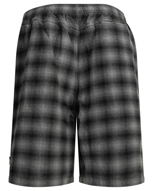Stussy Gray Stüssy Check Elastic-Waist Shorts for men