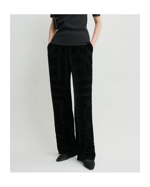Totême Black Totême Monogram Devoré Pj Bottoms