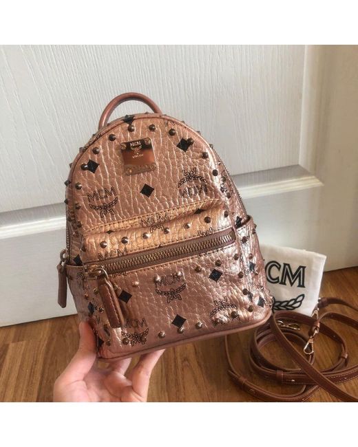 MCM Pink Rivet Backpack