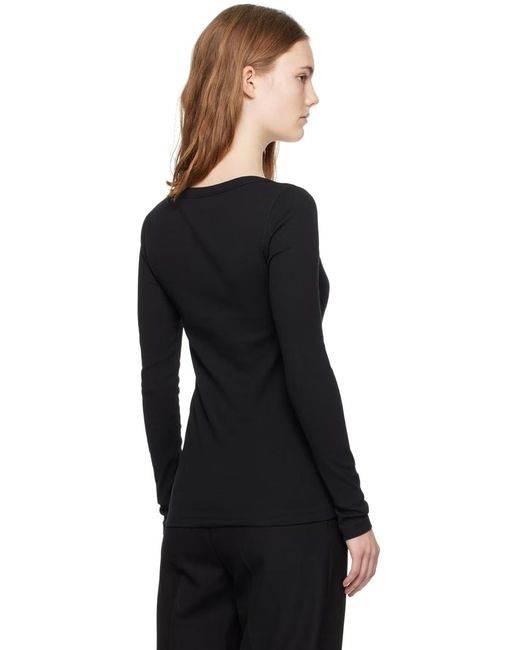 Totême Black Scoop-Neck Fine-Ribbed T-Shirt