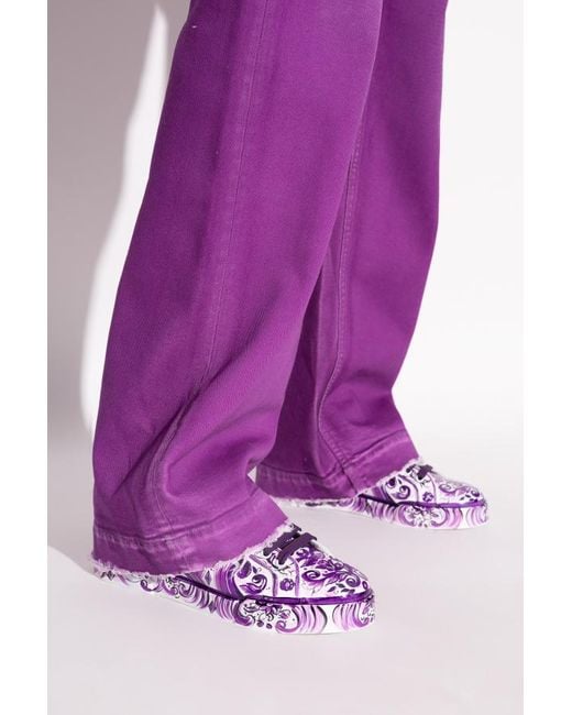Dolce & Gabbana Purple Majolica Printed Sneakers