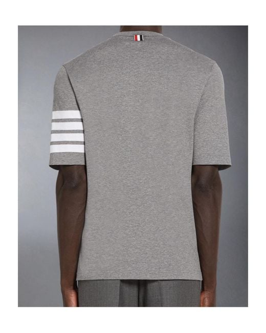 Thom Browne Gray Striped Sleeve T-Shirt for men