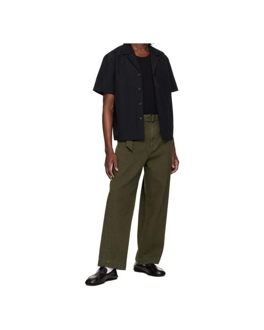 Entire studios Black Camp Collar Straight Hem Shirt for men