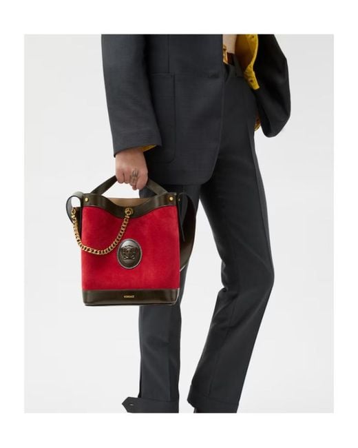 Versace Red Pivot Small Bucket Bag