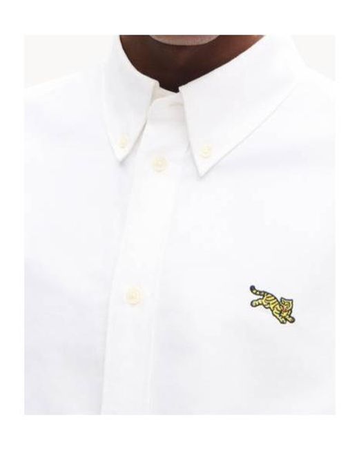 KENZO White Jumping Tiger' Embroidered Casual Shirt for men