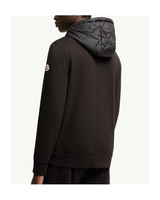Moncler Black Diamond Quilted Cotton Blend Zip-Up Hoodie for men