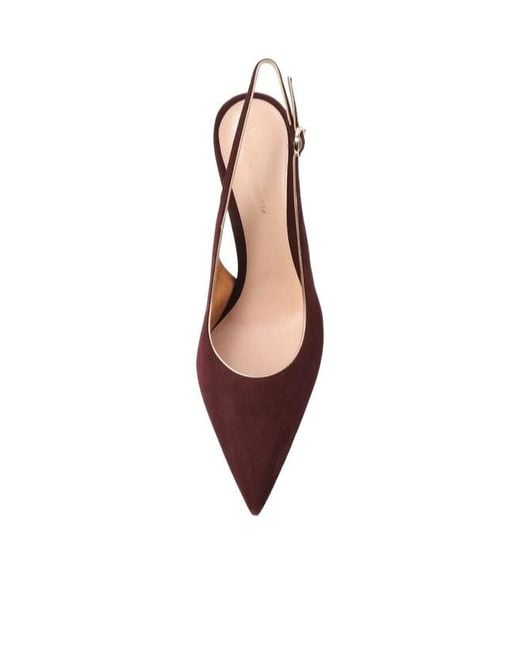 Gianvito Rossi Brown 95Mm Sling Suede Pumps