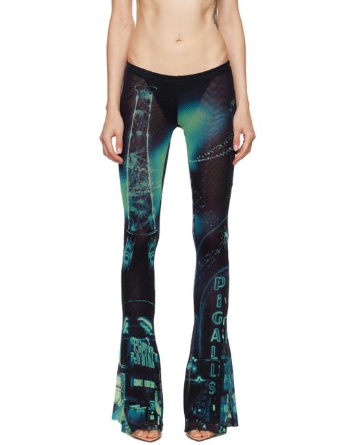 Jean Paul Gaultier Blue Pigalle-Print Flared Trousers