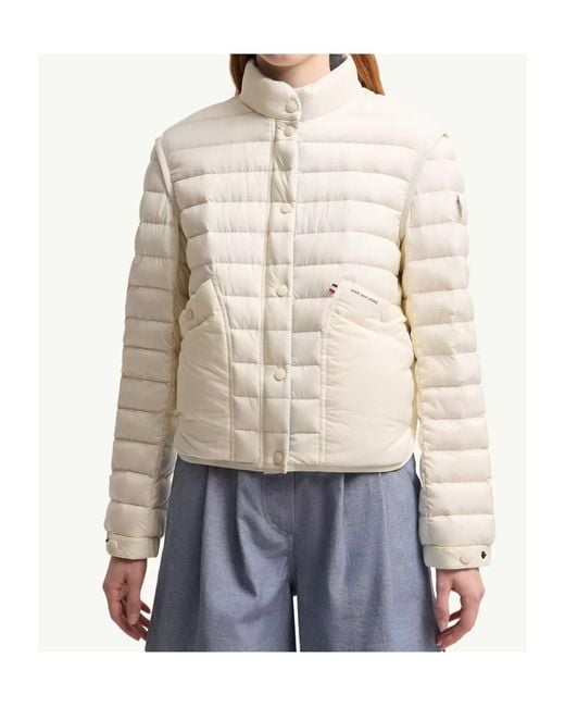 Moncler White Grenoble Madulains Logo Patch Quilted Jacket