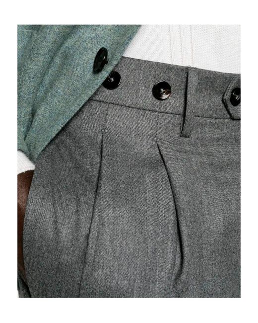 Berwich Gray Pleated Wool Trousers for men