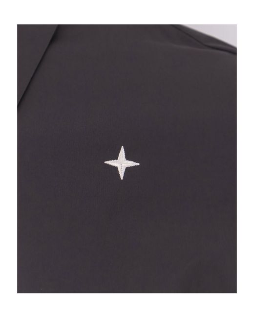 Stone Island Blue Logo Embroidered Zipped Shirt for men