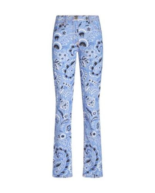 Etro Blue Bandana-Printed Mid-Rise Skinny Jeans