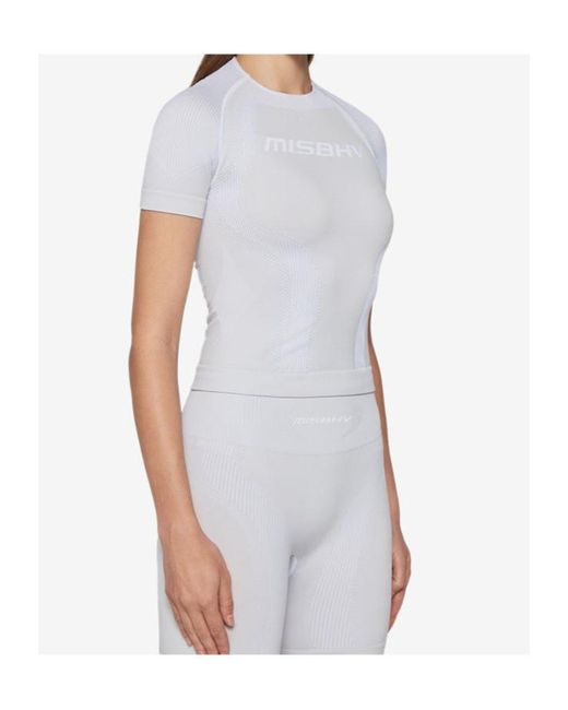 M I S B H V White Fitted Sport T-Shirt