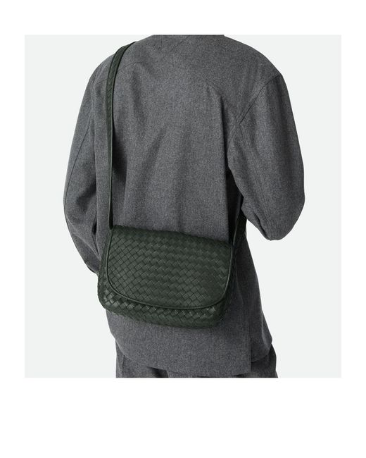 Bottega Veneta Black Veneto Flap Messenger Bag for men