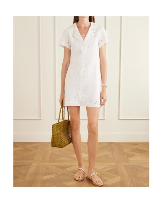Rixo White Short-Sleeved Dress