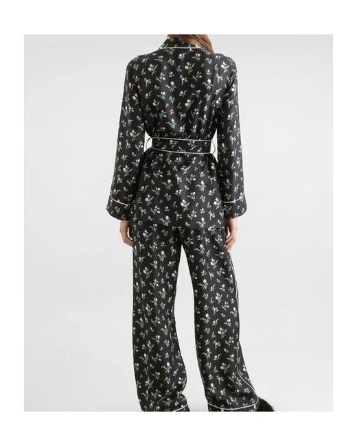 Dolce & Gabbana Black Silk Floral Belted Shirt