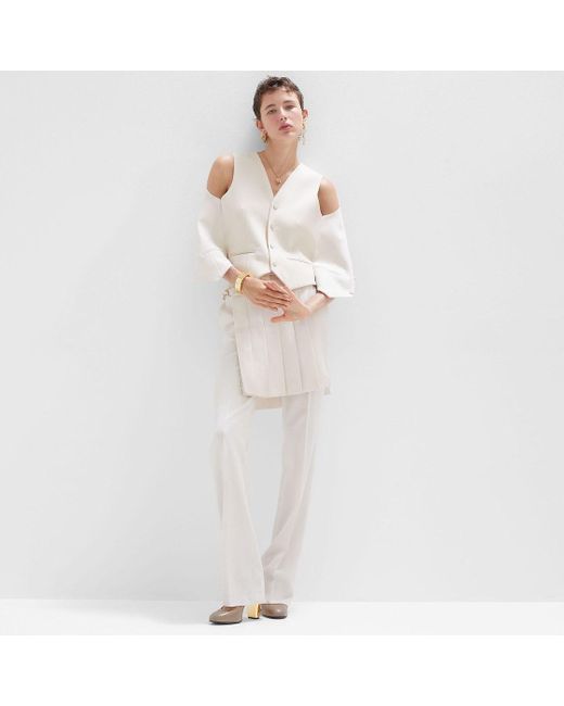 Fendi White V-Neck Cut-Out Detailed Cape