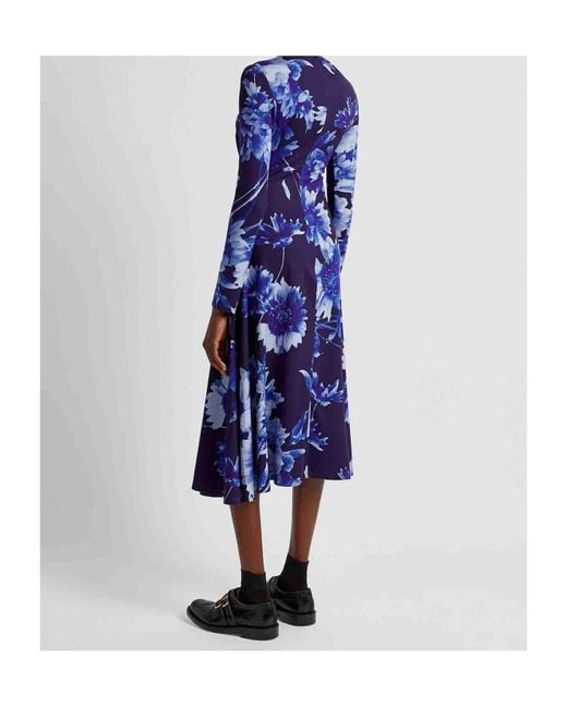 Erdem Blue Pattern Dress