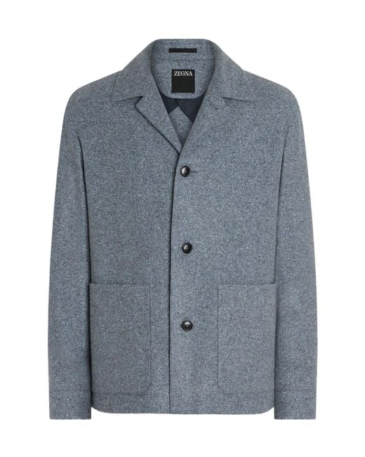 Zegna Blue Pocket Button Jacket for men